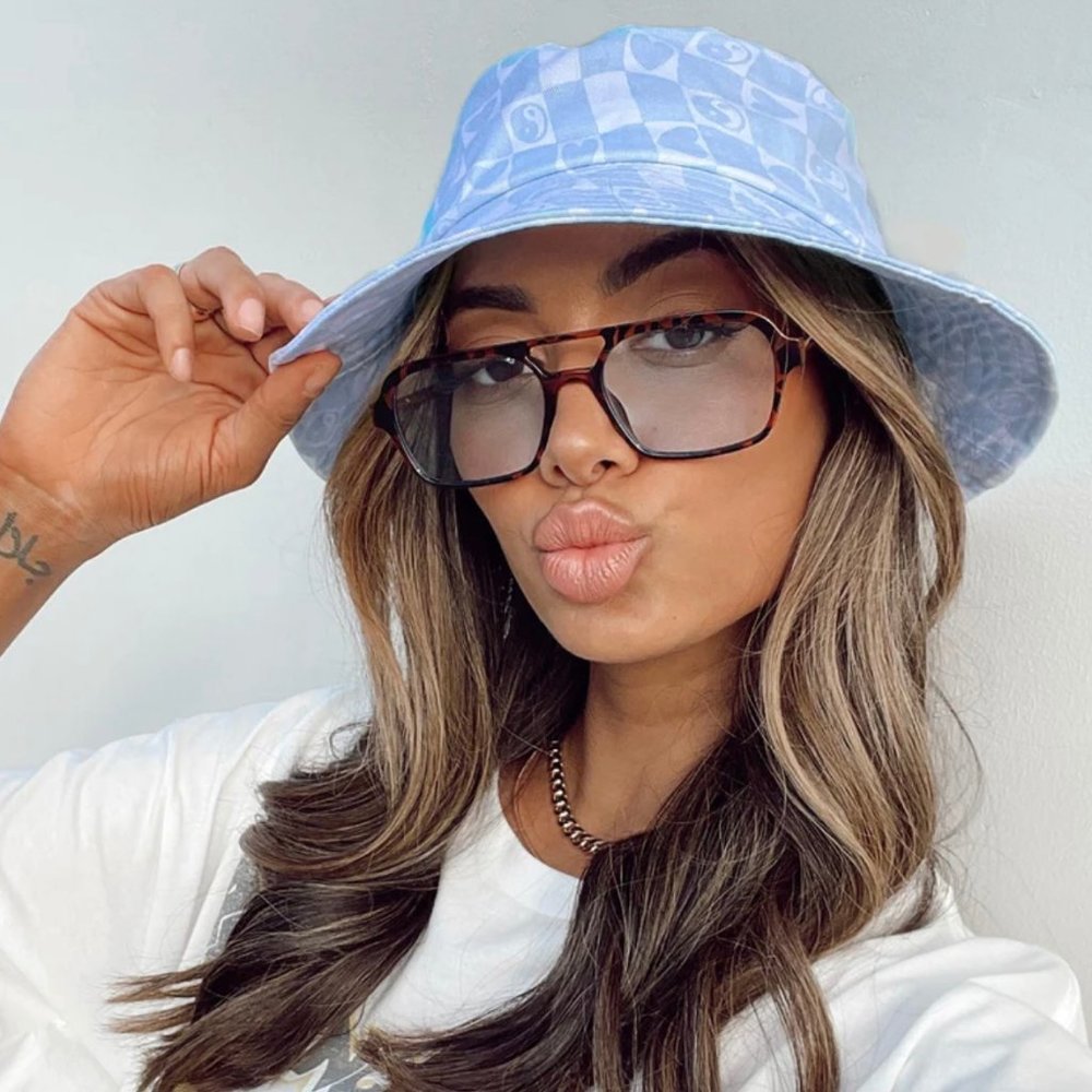 Princess Polly Checkered Blue Buckethat NEW WITH TAGS